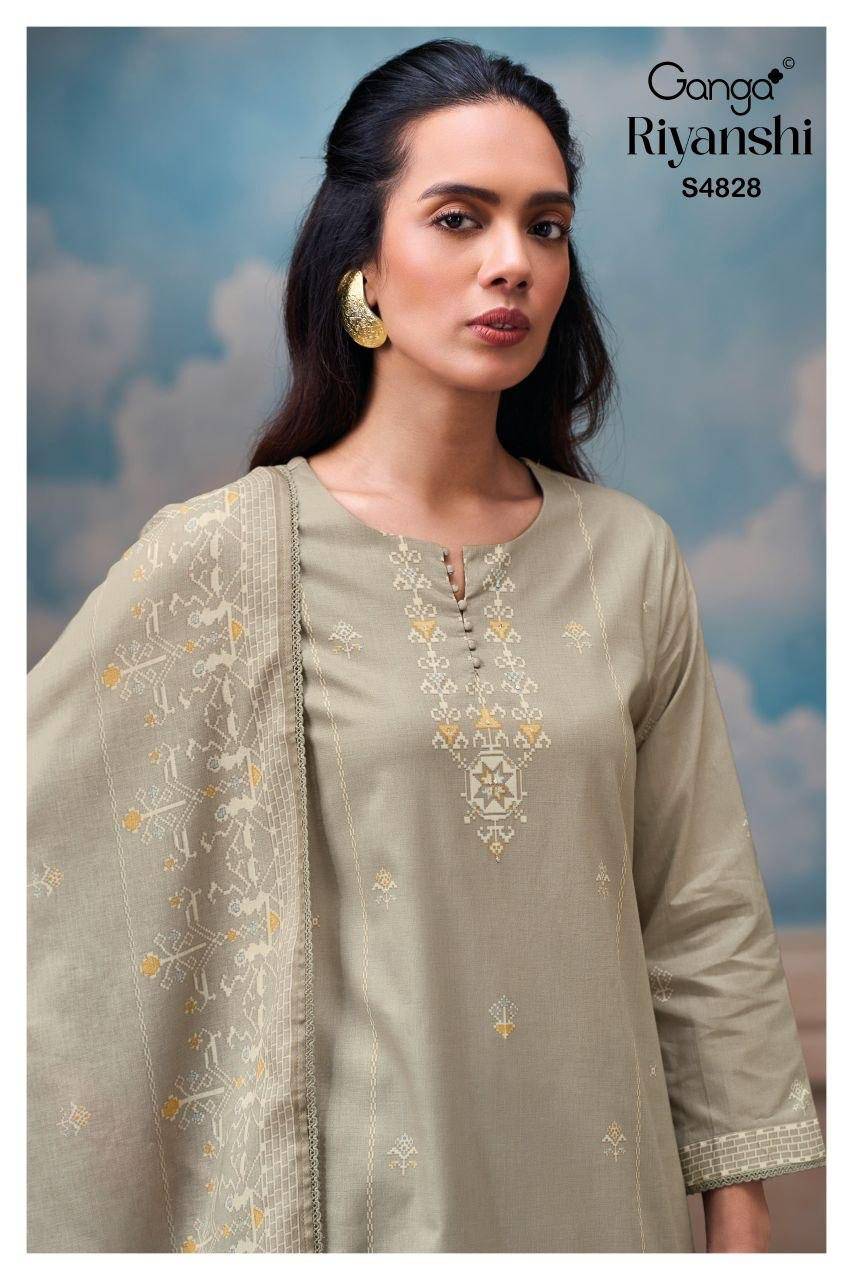 RIYANSHI 4828 By GANGA 4828 A TO 4828 D Beautiful Festive Suits Stylish Colorful Fancy Casual Wear & Ethnic Wear PREMIUM COTTON Dresses At Wholesale Price